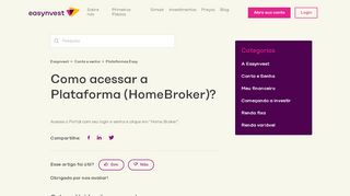 
                            6. Como acessar a Plataforma (HomeBroker)? – Easynvest