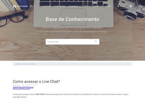 
                            8. Como acessar o Live Chat? - Hostinger