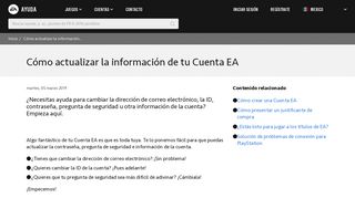 
                            5. Cómo actualizar la información de tu Cuenta EA - EA Help