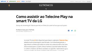 
                            3. Como assistir ao Telecine Play na smart TV da LG | TVs | TechTudo