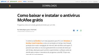 
                            12. Como baixar e instalar o antivírus McAfee grátis | Downloads | TechTudo