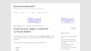 
                            10. Como buscar vagas e cadastrar currículo Mahle - Recursos Humanos ...