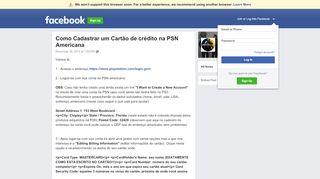 
                            9. Como Cadastrar um Cartão de crédito na PSN Americana - Facebook