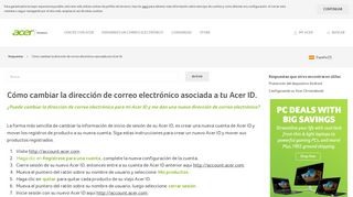 
                            9. Cómo cambiar la dirección de correo electrónico asociada a tu Acer ID.