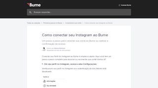 
                            5. Como conectar o Instagram ao Bume? | Bume - Central de Ajuda