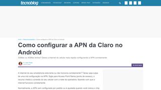 
                            3. Como configurar a APN da Claro no Android – Tecnoblog