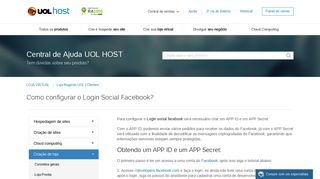 
                            9. Como configurar o Login Social Facebook? - Tutoriais e FAQs UOL Host