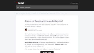 
                            4. Como confirmar acesso ao Instagram? | Bume - Central de Ajuda