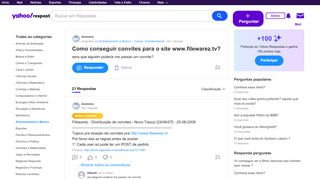 
                            8. Como conseguir convites para o site www.filewarez.tv? | Yahoo ...
