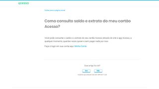 
                            3. Como consulto saldo e extrato do meu cartão Acesso? – Central de ...