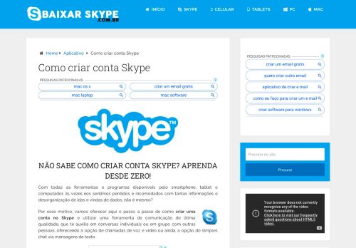 
                            9. Como criar conta Skype → SAIBA AQUI COMO TER! - Baixar Skype