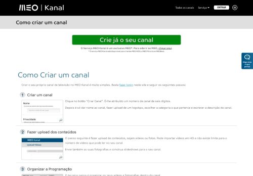 
                            3. Como criar - MEO Kanal