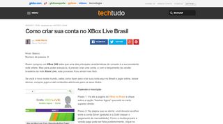 
                            3. Como criar sua conta no XBox Live Brasil | Dicas e Tutoriais | TechTudo