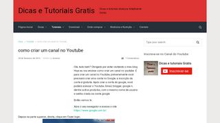 
                            12. como criar um canal no Youtube - Dicas e Tutoriais Gratis