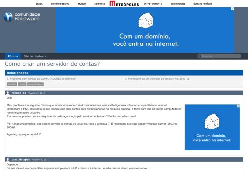 
                            8. Como criar um servidor de contas? - Hardware.com.br