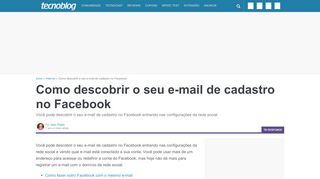 
                            9. Como descobrir o seu e-mail de cadastro no Facebook – Tecnoblog