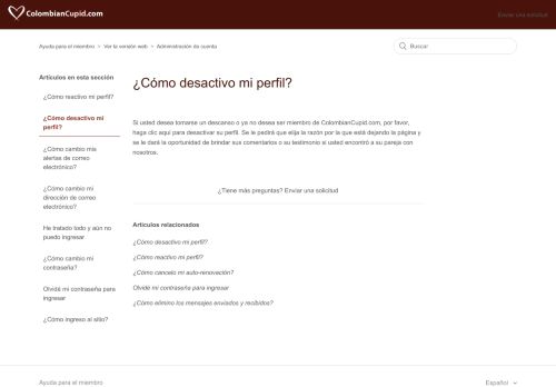 
                            7. ¿Cómo elimino mi perfil? - ColombianCupid.com