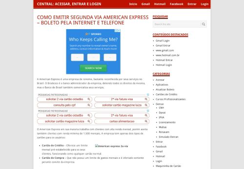 
                            13. Como Emitir Segunda VIA American Express - Internet e Telefone