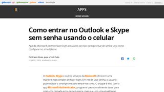 
                            11. Como entrar no Outlook e Skype sem senha usando o celular | Redes ...