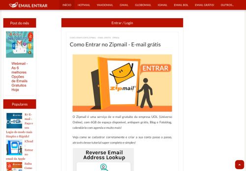 
                            8. Como Entrar no Zipmail - E-mail grátis - Email Entrar