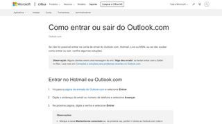 
                            8. Como entrar ou sair do Outlook.com - Outlook - Office Support
