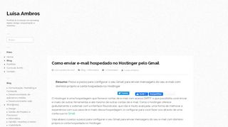 
                            9. Como enviar e-mail hospedado no Hostinger pelo Gmail - Luisa Ambros