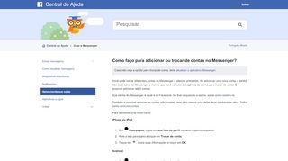 
                            3. Como faço para adicionar ou alterar contas no Messenger? | Central ...