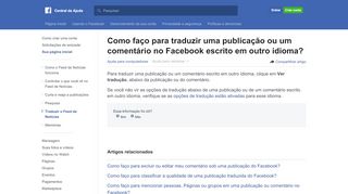 
                            3. Como faço para traduzir uma publicação ou comentário ... - Facebook