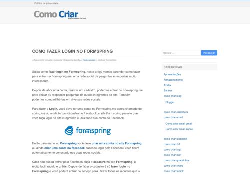 
                            6. Como fazer login no Formspring | COMO CRIAR
