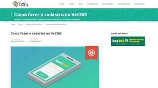 
                            13. Como fazer o cadastro na Bet365 - Clube da Aposta