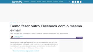 
                            12. Como fazer outro Facebook com o mesmo e-mail – Tecnoblog