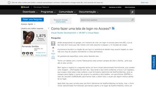 
                            3. Como fazer uma tela de login no Access? - MSDN - Microsoft