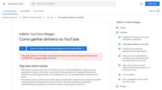 
                            5. Como ganhar dinheiro no YouTube - Ajuda do AdSense