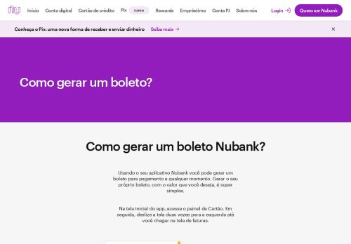 
                            6. Como gerar um boleto Nubank?