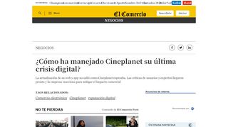 
                            10. ¿Cómo ha manejado Cineplanet su última crisis digital? | Economía ...