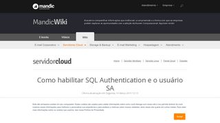 
                            8. Como habilitar SQL Authentication e o usuário SA - Wiki Mandic