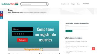 
                            9. Como hacer que se registren en tu web o blog - TodopatuWeb