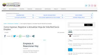 
                            11. Como Ingresar, Registrar o Actualizar Hoja de Vida Red Socio Empleo