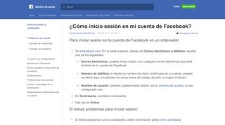 
                            9. ¿Cómo inicio sesión en mi cuenta de Facebook? | Servicio de ayuda ...