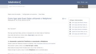 
                            13. Como ligar pela Exact Sales utilizando o Webphone : Central de Ajuda