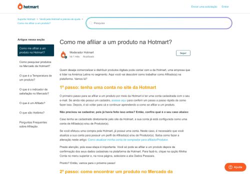 
                            6. Como me afiliar a um produto na Hotmart? – Suporte Hotmart