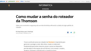 
                            12. Como mudar a senha do roteador da Thomson | Roteadores ...