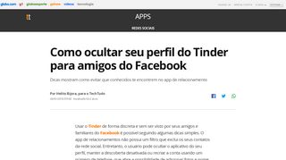 
                            6. Como ocultar seu perfil do Tinder para amigos do Facebook | Redes ...