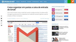 
                            11. Como organizar em pastas a caixa de entrada do Gmail - Oficina da Net