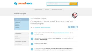 
                            10. Como posso criar um email “Autoresponder” no EnvialoSimple ...