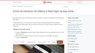 
                            3. Como posso fazer o login em minha conta da Udemy? – Udemy