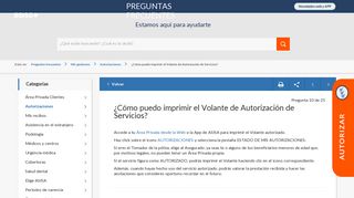 
                            10. ¿Cómo puedo imprimir el Volante de Autorización de Servicios? - Asisa