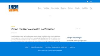 
                            13. Como realizar o cadastro no Pronatec - Enem Virtual