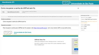 
                            5. Como recuperar a senha da USPnet sem fio - FAQ - Service Desk