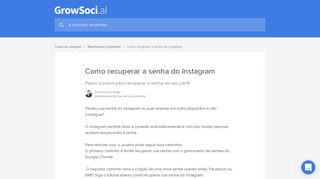 
                            13. Como recuperar a senha do Instagram | Growsoci.Al Centro de Ajuda